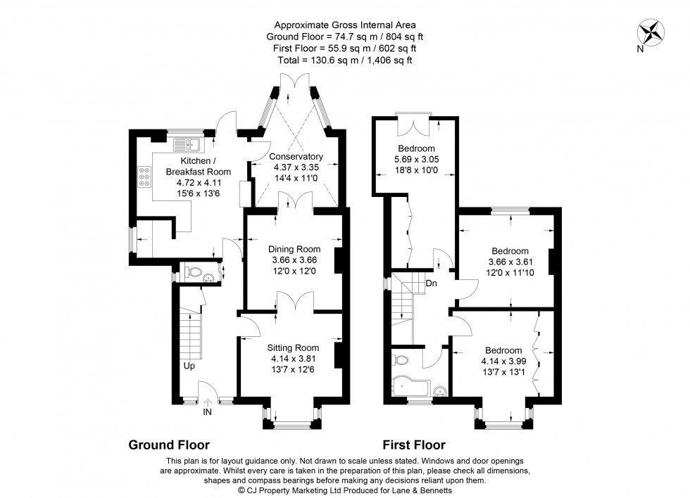 Floorplan for Rowan Crescent, Letchworth Garden City, Hertfordshire