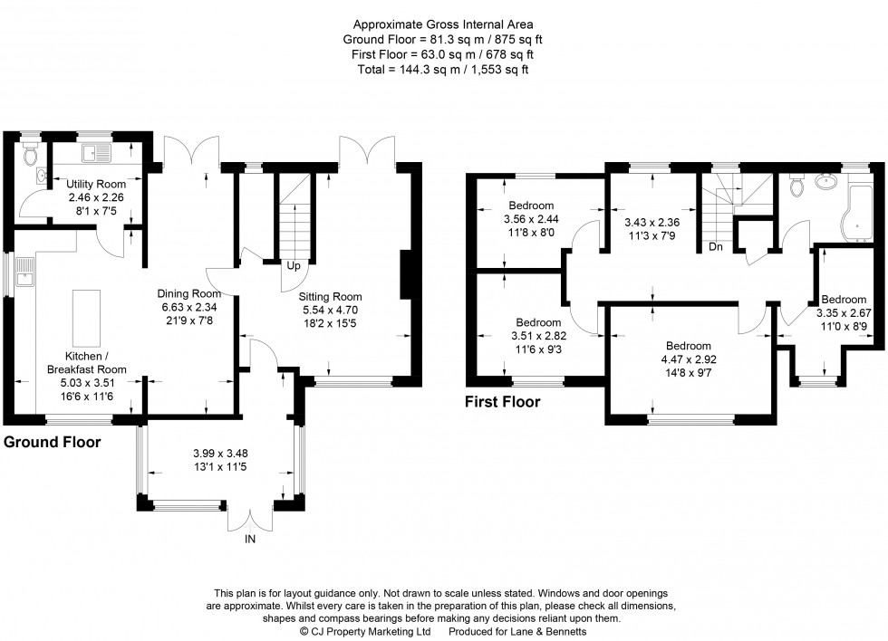 Floorplan for Wilbury Road, Letchworth Garden City, Hertfordshire